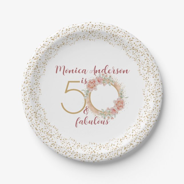 Assiettes En Carton 50 et fabuleux 50e anniversaire Parties scintillan (Devant)