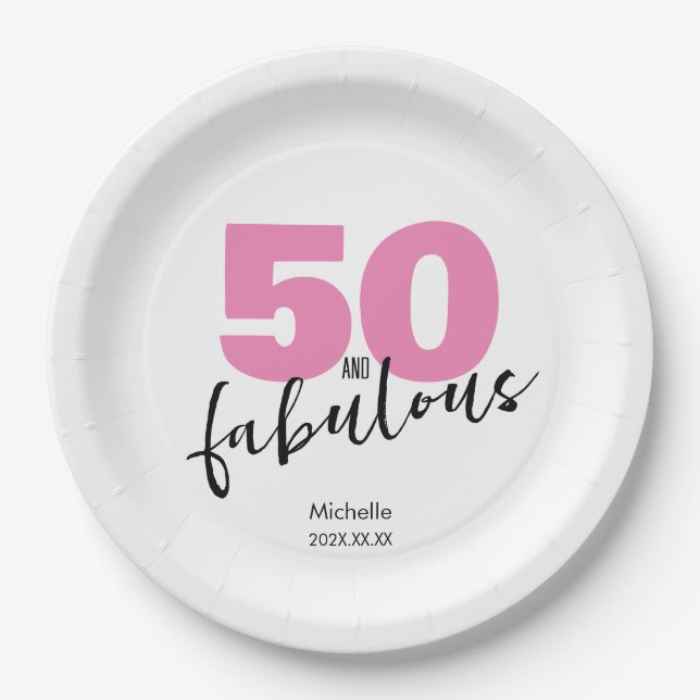 Assiettes En Carton 50 et fabuleux 50e cadeau d'anniversaire Cinquante (Devant)