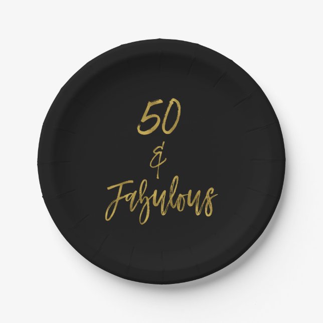 Assiettes En Carton 50 et fabuleux Gold Foil Anniversaire (Devant)