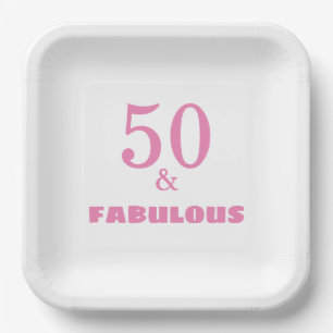 Assiettes En Carton 50 Et Fabuleux Rose Stylish Anniversaire Party mig