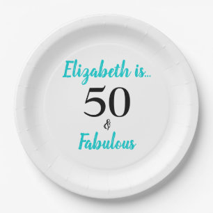 Assiettes En Carton 50 et Fabuleux Turquoise fête d'anniversaire