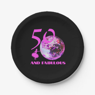 Assiettes En Carton 50 et Fabulous anniversaire disco danseur noir