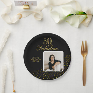 Assiettes En Carton 50 et Fabulous Gold Parties scintillant Photo 50e