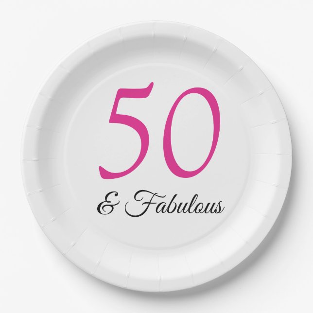 Assiettes En Carton 50 et Fabulous plaques d'anniversaire (Devant)