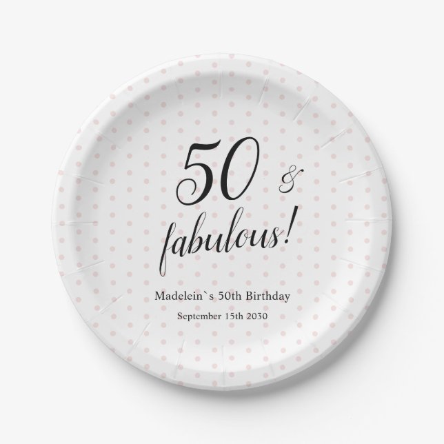 Assiettes En Carton 50 et Fabulous Rose Black 50e anniversaire (Devant)