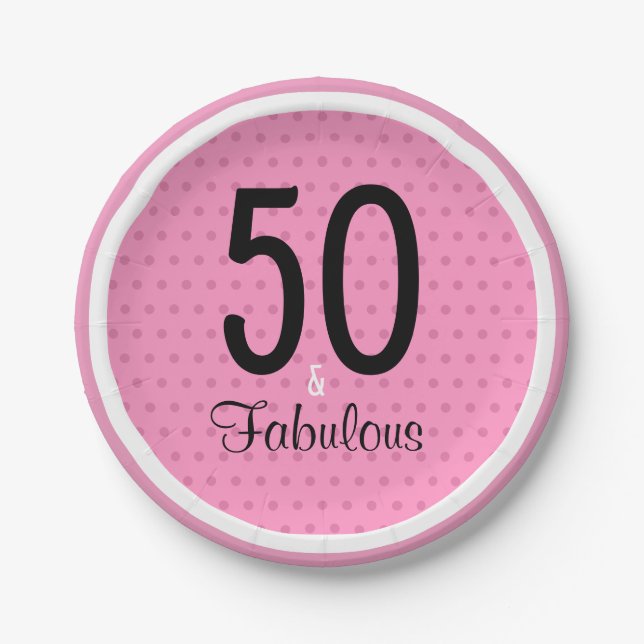 Assiettes En Carton 50 et Fabulous Rose Black Girly Anniversday (Devant)