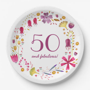 Assiettes En Carton 50 et Fabulous Watercolor Floral Birthday Party