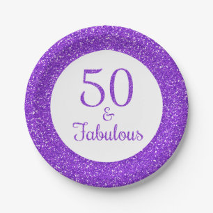 Assiettes En Carton 50 et parties scintillantes pourpres scintillantes