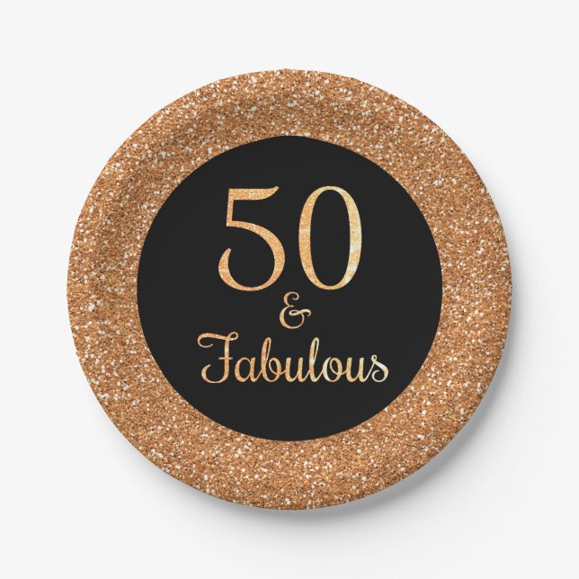 Assiettes En Carton 50 & Fabuleux Anniversaire Sparkly Gold Parties sc (Devant)
