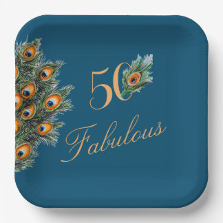 Assiettes En Carton 50 & Fabuleux Elegant Peacock Feathers Anniversair