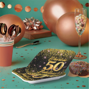 Assiettes En Carton 50 Fabuleux Gold Parties scintillant Rose Stars 50