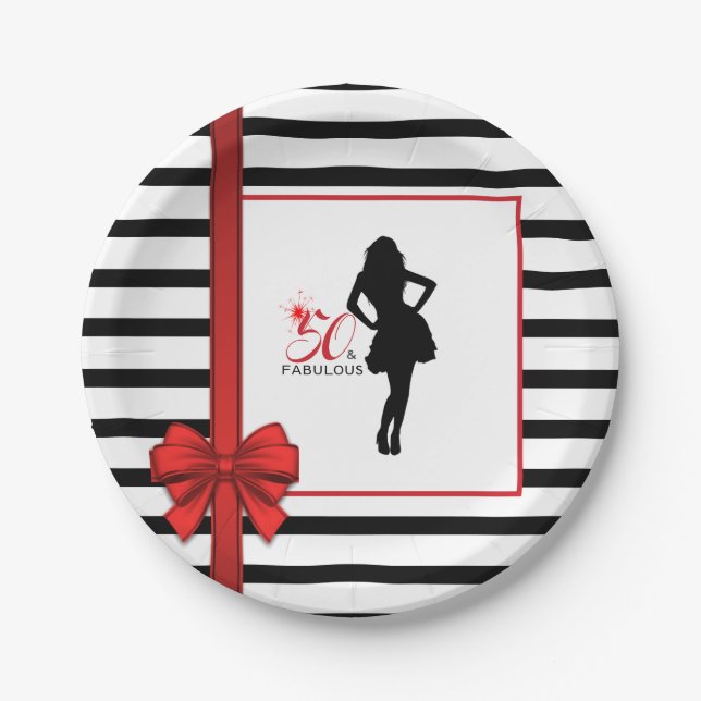 Assiettes En Carton 50 & FABULOUS 50e Anniversaire Plaque papier avec  (Devant)