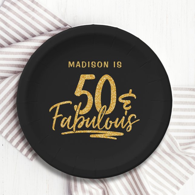 Assiettes En Carton 50 & Fabulous Gold Parties scintillant 50e anniver (Créateur téléchargé)