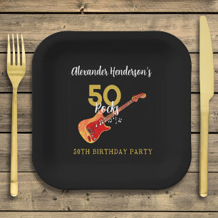 Assiettes En Carton 50 Rocks Fête d'anniversaire des 50 ans