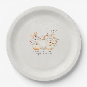 Assiettes En Carton 50e anniversaire Blanc Citrouille automne Leaves p