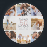 Assiettes En Carton 50e anniversaire blanche parties scintillant fille<br><div class="desc">50e anniversaire moderne blanche parties scintillant photo collage. Conception de texte de script moderne. Partie d'une collection.</div>