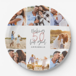 Assiettes En Carton 50e anniversaire blanche parties scintillant fille