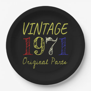 Assiettes En Carton 50e anniversaire Cadeau Vintage Retro 1971