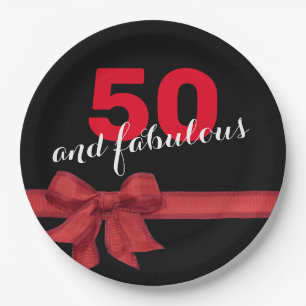 Assiettes En Carton 50e anniversaire de l'élégante fête du rouge et