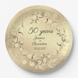 Assiettes En Carton 50e anniversaire de l'Eucalyptus Mariage d'or