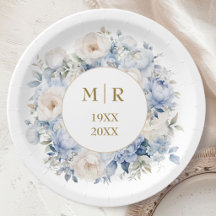 50e Anniversaire de Mariage Bleu Poussiéreux Or