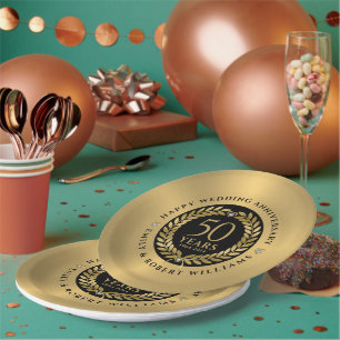 Assiettes En Carton 50e anniversaire de mariage couronne de laurier d'