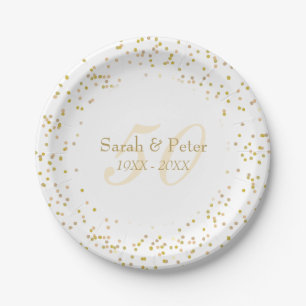Assiettes En Carton 50e anniversaire de Mariage Gold Dust Confetti