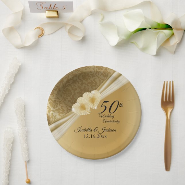 Assiettes En Carton 50e anniversaire du Mariage d'or (Mariage)
