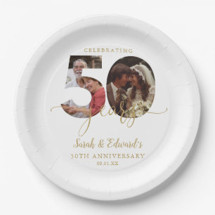 Assiettes En Carton 50e anniversaire du Mariage Gold 2 Photo