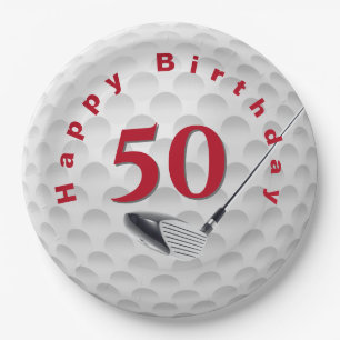 Assiettes En Carton 50e anniversaire Golf Ball Design