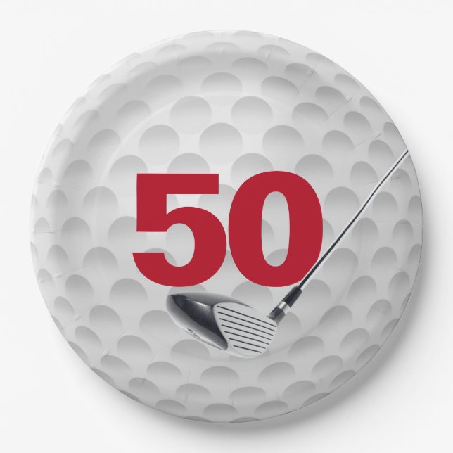 Assiettes En Carton 50e anniversaire Golf Ball Design Plaque en papier (Devant)