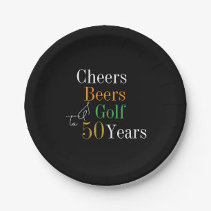 Assiettes En Carton 50e anniversaire Golf Cheers Bières Black Gold Par