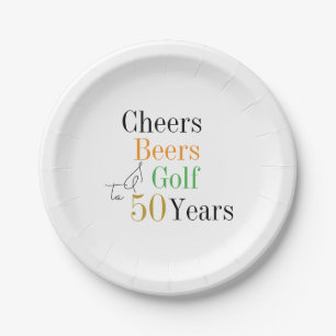 Assiettes En Carton 50e anniversaire Golf Cheers Bières Party