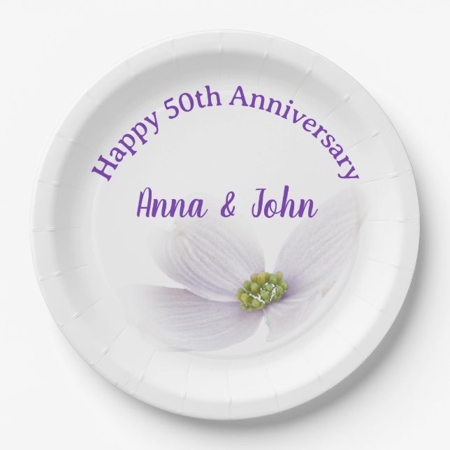 Assiettes En Carton 50e anniversaire Lavender Cosmos Fowower (Devant)