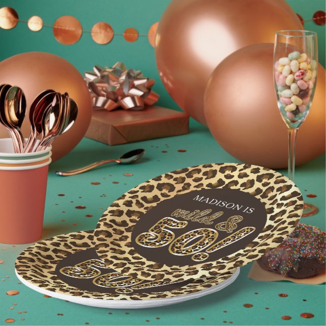 Assiettes En Carton 50e anniversaire Leopard personnalisé ballon à hui (Multi)