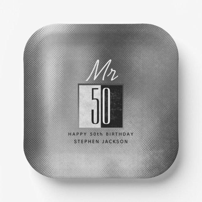 Assiettes En Carton 50e anniversaire noir (Recto)