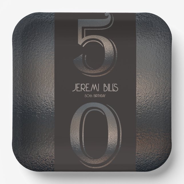 Assiettes En Carton 50e anniversaire Plaque en papier style bronze (Recto)