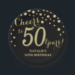 Assiettes En Carton 50e Anniversaire Soirée Diamant Noir et Or<br><div class="desc">50e Anniversaire Noir et Or Diamond Plaque en papier</div>