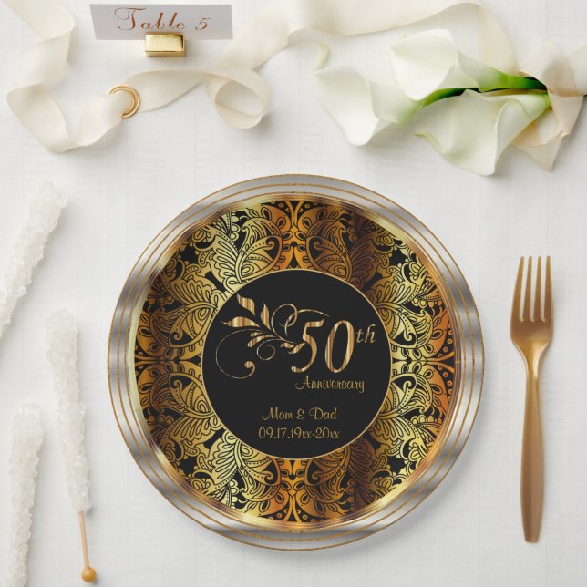 Assiettes En Carton 50e Mariage d'or / Anniversaire (Mariage)
