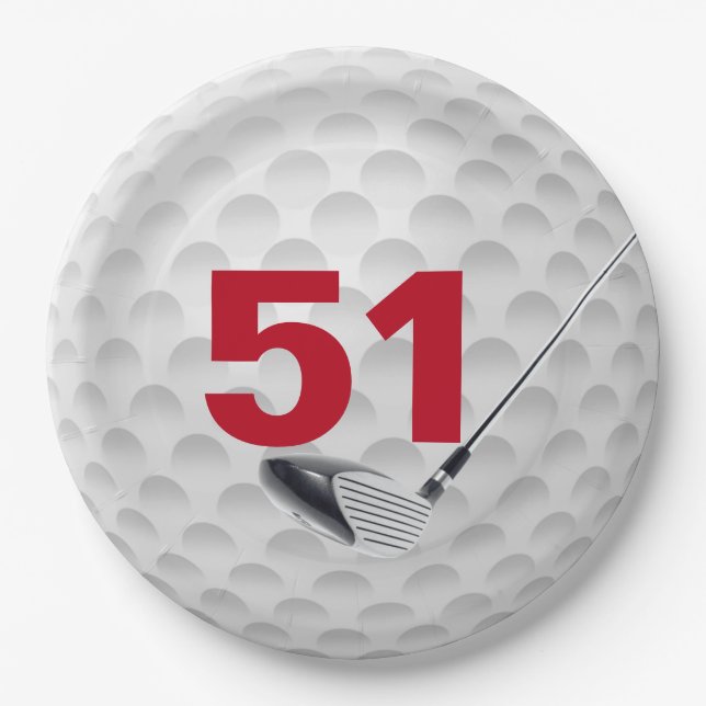 Assiettes En Carton 51e anniversaire Golf Ball Design (Devant)