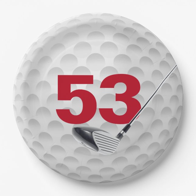 Assiettes En Carton 53e anniversaire Golf Ball Design (Devant)