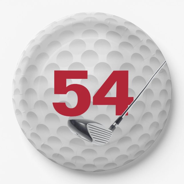 Assiettes En Carton 54e anniversaire Golf Ball Design (Devant)