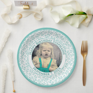 Assiettes En Carton 55 Votre motif de nombre aléatoire Photo Sarcelle/