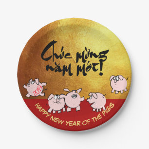 Assiettes En Carton 5 Bandes dessinées Funny Viêt-namien Pig Year 20