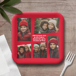 Assiettes En Carton 5 Photo Cadre rétro funky avec texte - Rouge<br><div class="desc">Utilisez cinq images pour créer une assiette unique et tendance. Il comprend une zone pour 5 photos dans un cadre funky rétro design. Vous pouvez ajouter jusqu'à 4 lignes de texte au centre pour ajouter la fête ou l'événement.</div>
