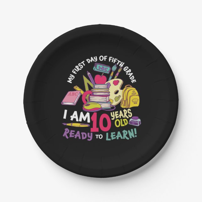 Assiettes En Carton 5e Grade Teacher My First Day (Devant)
