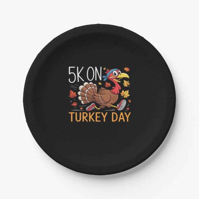 Assiettes En Carton 5K Jour De La Turquie Thanksgiving Runic T-Sh Clas (Devant)