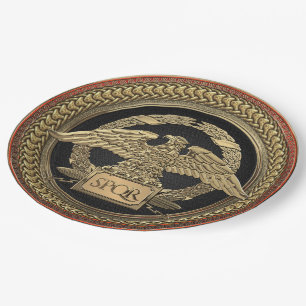 Assiettes En Carton [600] Aigle impérial romain d'or sur médaillon d'o