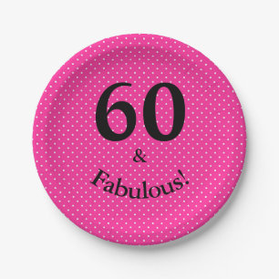 Assiettes En Carton 60 ans et fabuleux Anniversaire Féminin Points ros