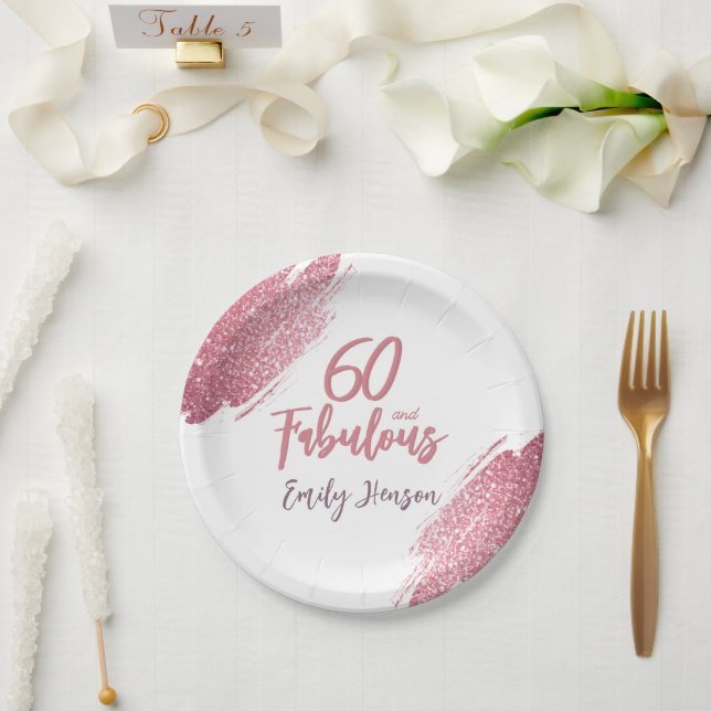 Assiettes En Carton 60 et Fabulous Parties scintillant rose 60e annive (Mariage)